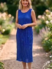 Vanite Couture Pleated Tank Dress - 88075 - ROYAL BLUE