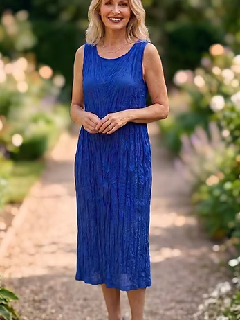 Vanite Couture Pleated Tank Dress - 88075 - ROYAL BLUE