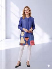 Vanite Couture Abstract People Print Jacket/Dress - 88080 - BLUE