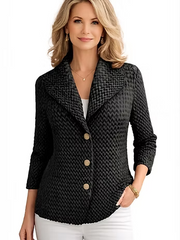 Vanite Couture Button Front Textured Jacket - 88618 - BLACK