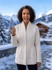 Vanite Couture Cinched Waist Puffer Jacket - 88622 - WHITE