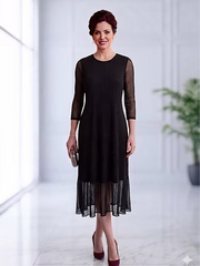 Vanite Couture Sheer Hem Dress - 88628 - BLACK