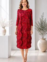 Vanite Couture Textured Dress - 88877 - SUNSET/ORANGE MOSAIC