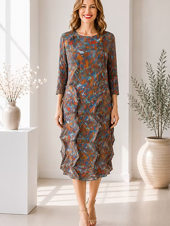 Vanite Couture Textured Dress - 88877 - VINTAGE MOSAIC