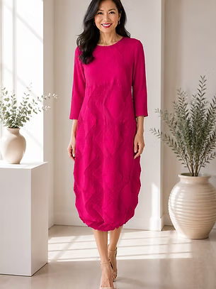 Vanite Couture Origami Textured Dress - 81850 - PRETTY ROSE