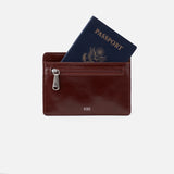HOBO - Euro Slide Card Case - CHOCOLATE IN POLISHED LEATHER