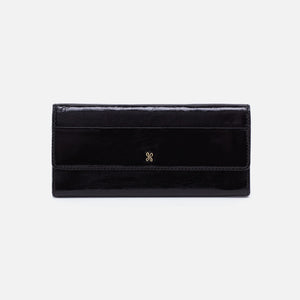HOBO - Jill Large Trifold Wallet - BLACK IN POLISHED LEATHER