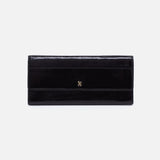 HOBO - Jill Large Trifold Wallet - BLACK IN POLISHED LEATHER