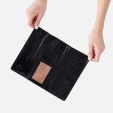 HOBO - Jill Large Trifold Wallet - BLACK IN POLISHED LEATHER