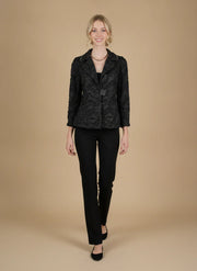 MOONLIGHT Black Embossed Floral One Button Collar Jacket - WJ6021 - ROYAL BLUE (NOT BLACK)