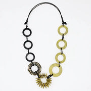SYLCA Yellow Oro Circular Disk Statement Necklace - LS26N28 - YELLOW