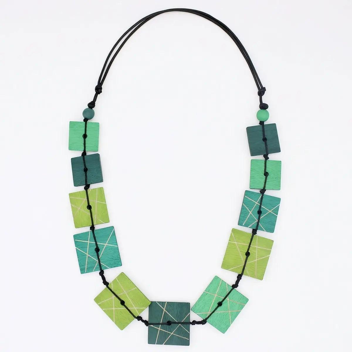 SYLCA Green Wooden Mosaic Necklace