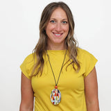 SYLCA Multicolor Abstract Decoupage Cat Pendant Necklace