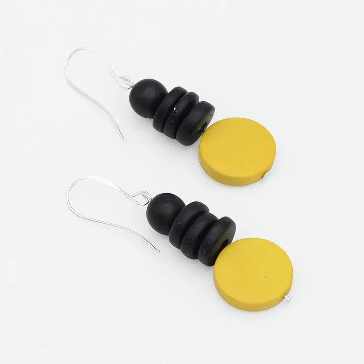 SYLCA Yellow and Black Dusk Earrings - SD25E27 - YELLOW