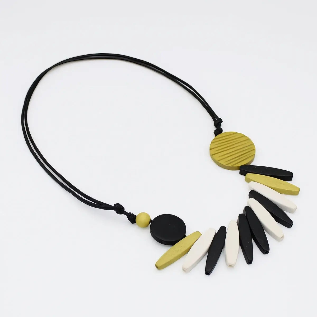 SYLCA Chartreuse Wood Fringe Necklace
