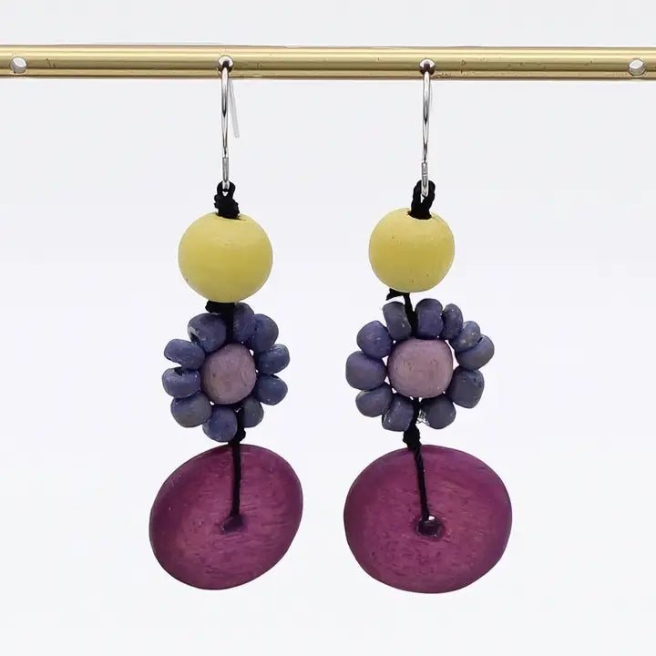 SYLCA Petite Daisy Purple Earrings