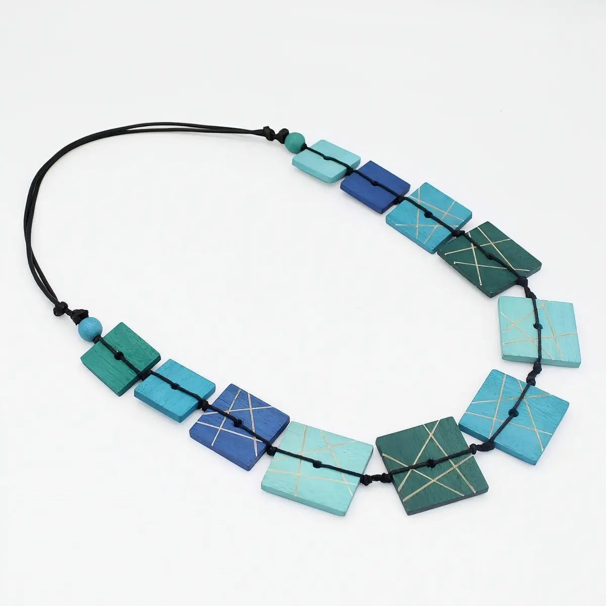 SYLCA Blue Wooden Mosaic Necklace