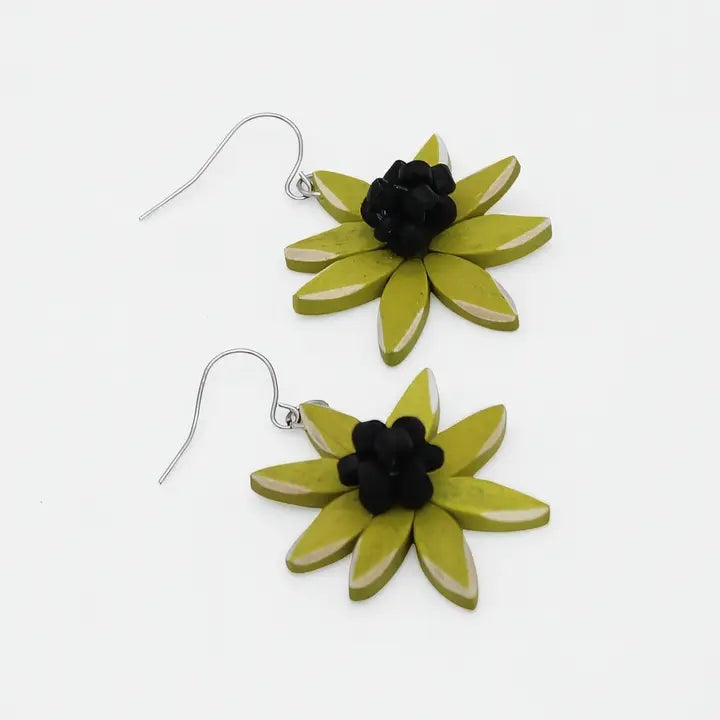 SYLCA Chartreuse Amaya Flower Earrings - P23E02 - CHARTREUSE