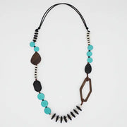 SYLCA Aqua Wood Bead Gabby Necklace - BP24N17 - AQUA