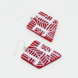 SYLCA Reva Red and White Painted Grid Earrings