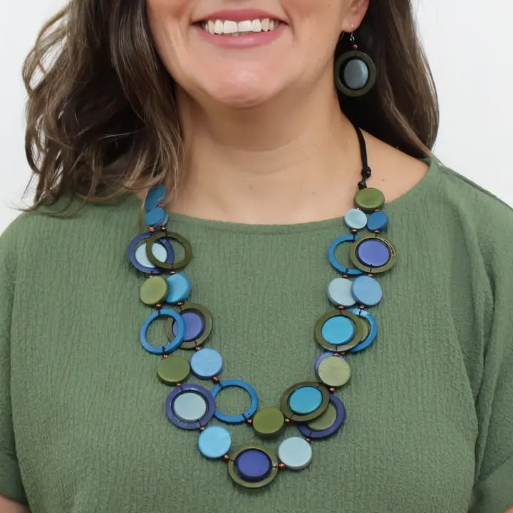SYLCA Circle Cut Out Necklace - BP25N30 - BLUE
