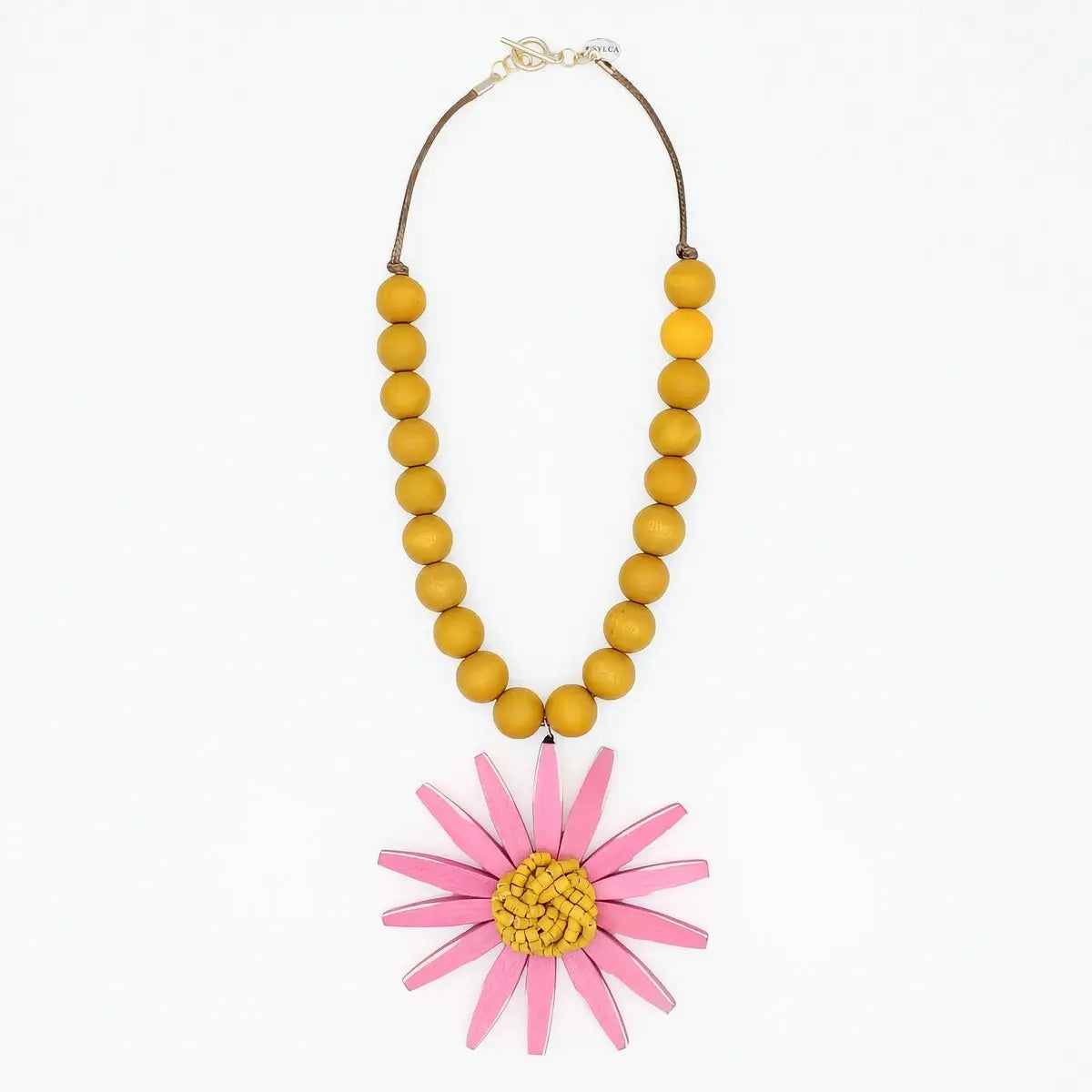 SYLCA Pink and Yellow Sunbeam Flower Necklace - SD26N24 - PINK/YELLOW