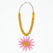 SYLCA Pink and Yellow Sunbeam Flower Necklace - SD26N24 - PINK/YELLOW