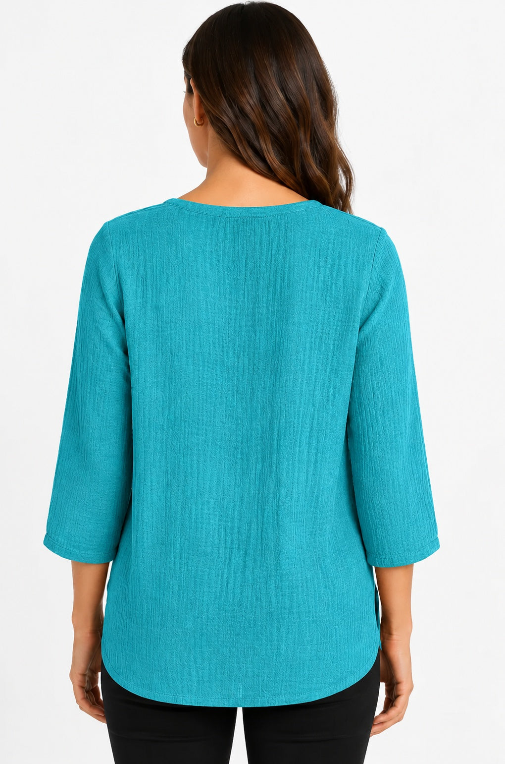 Prairie Cotton by CMC Crinkle Gauze 3/4 Sleeve V-Neck Tunic - CG304