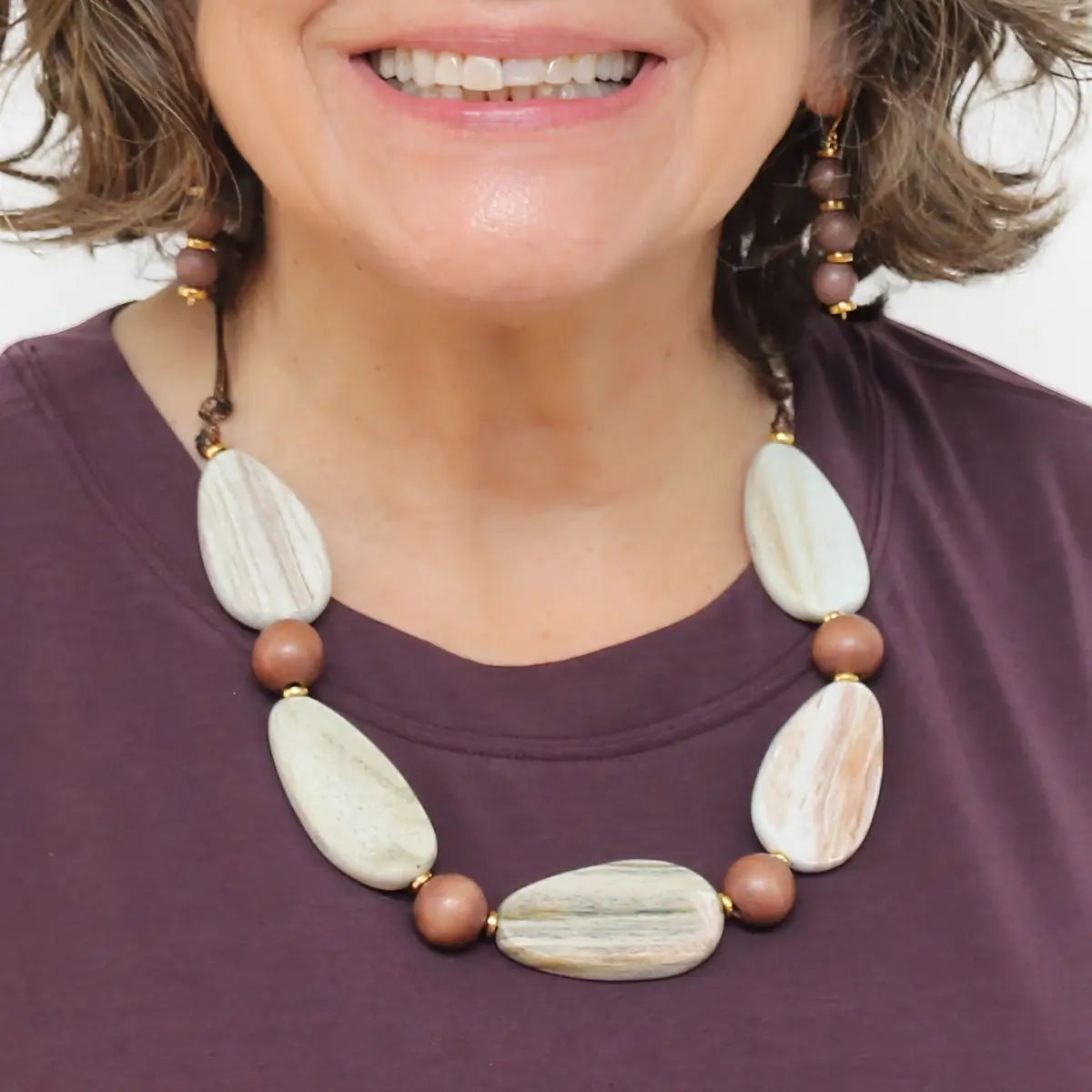 SYLCA Natural Driftwood Statement Necklace - SD25N58 - NATURAL