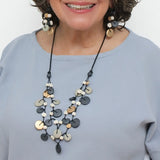 SYLCA Gray Juliette Drop Double Strand Necklace