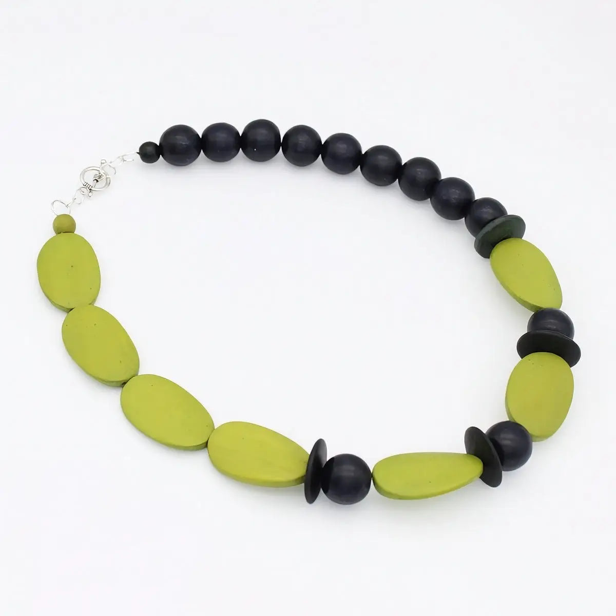 SYLCA Lime and Black Wood Statement Necklace - SD25N63 - LIME