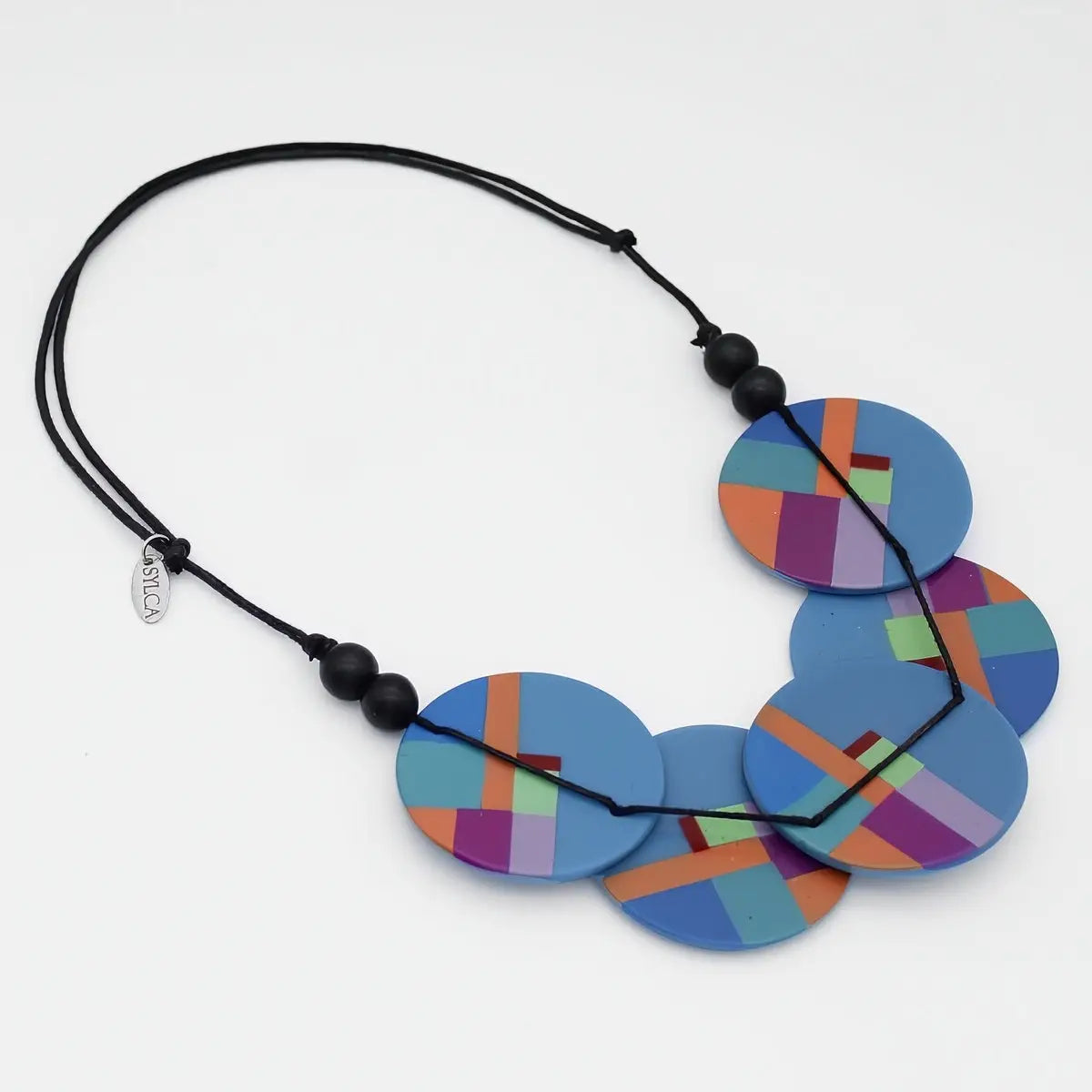 SYLCA Blue Geometric Design Statement Necklace