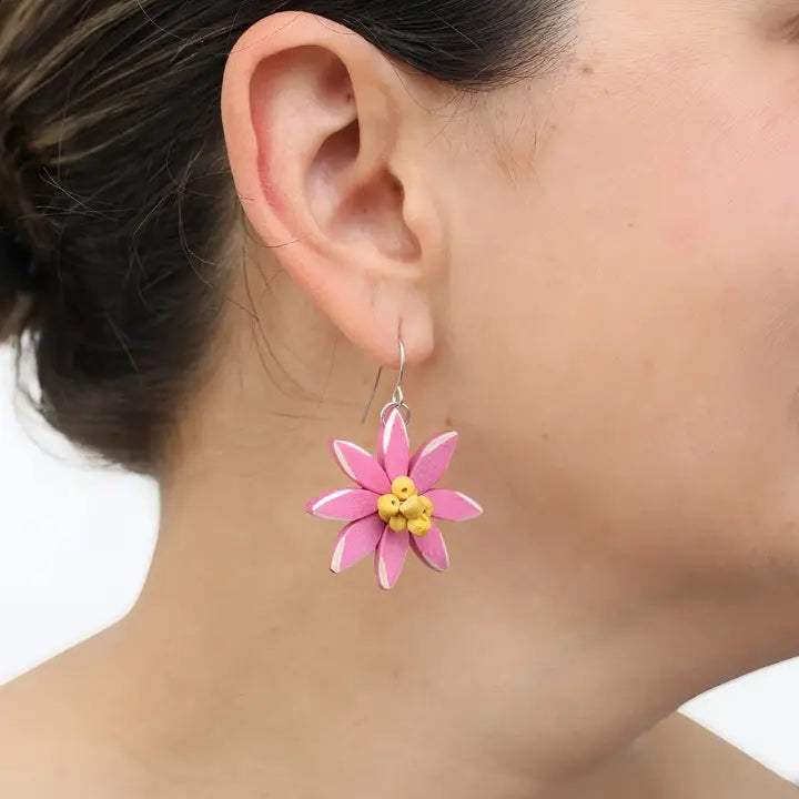 SYLCA Pink and Yellow Amaya Flower Earrings - P23E02 - PINK/YELLOW
