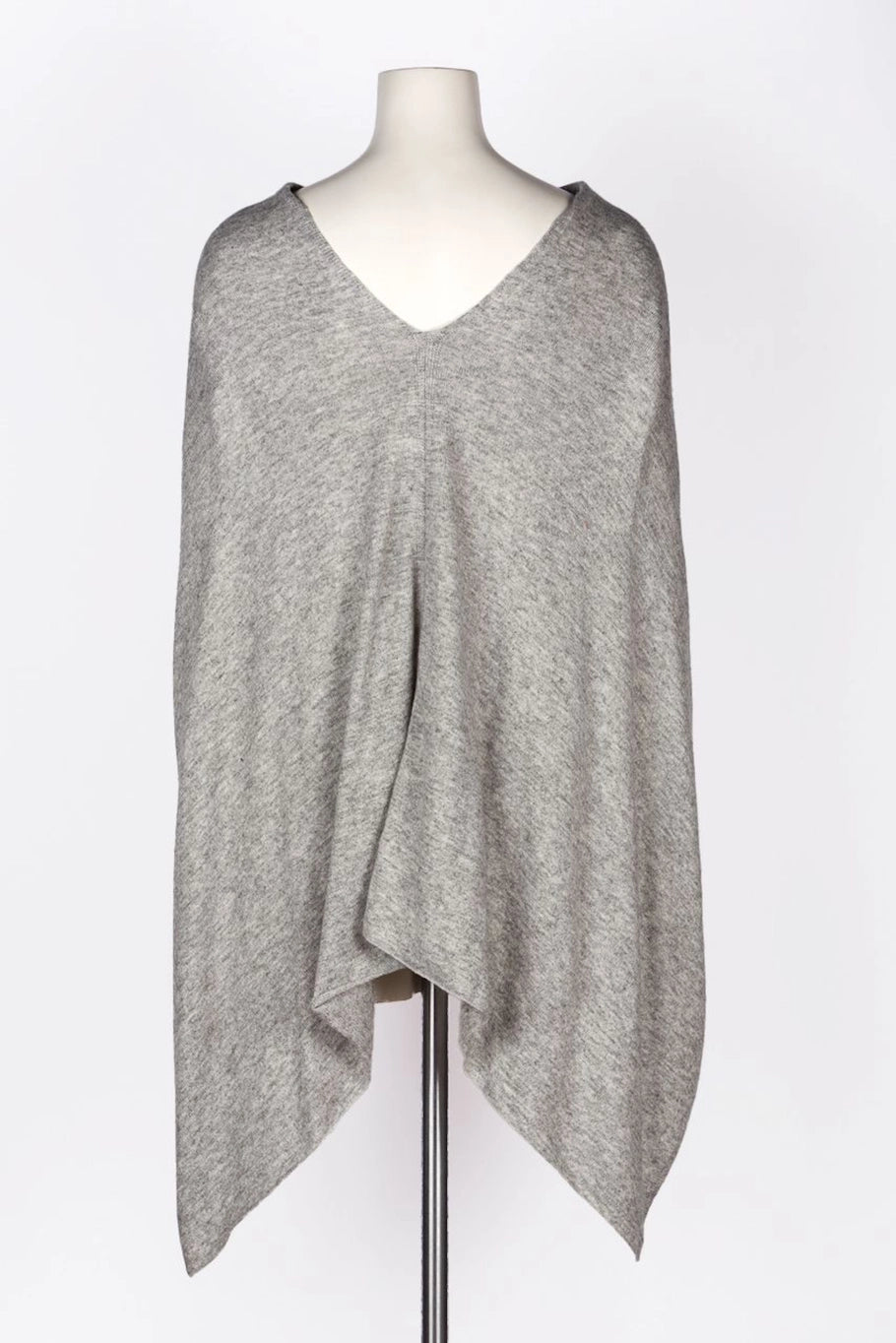 Dolma Cashmere Poncho - SILVER GREY