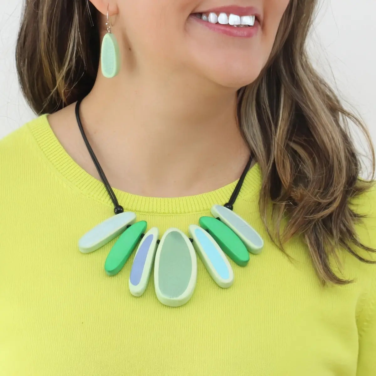 SYLCA Green Laurel Statement Bib Necklace