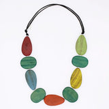 SYLCA Multi Color Mirelle Wood Statement Necklace