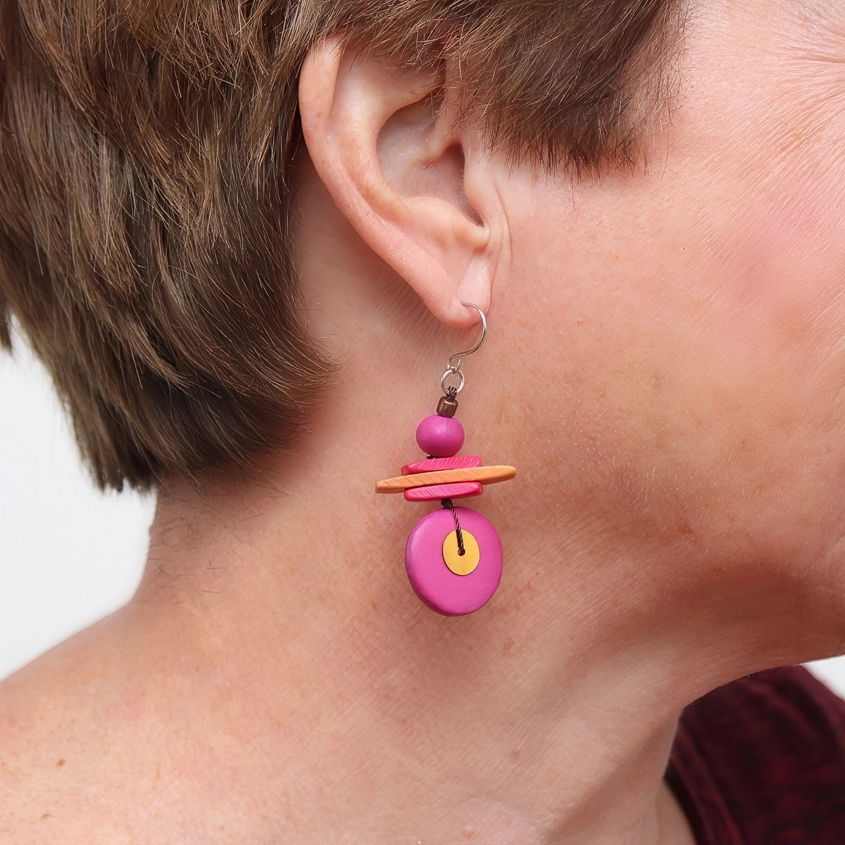 SYLCA  Assuta Fuchsia Drop Earrings