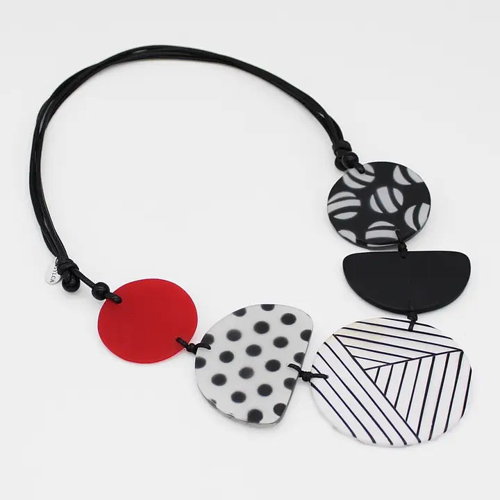 SYLCA Palma Necklace - LS24N27 - BLACK/WHITE/RED