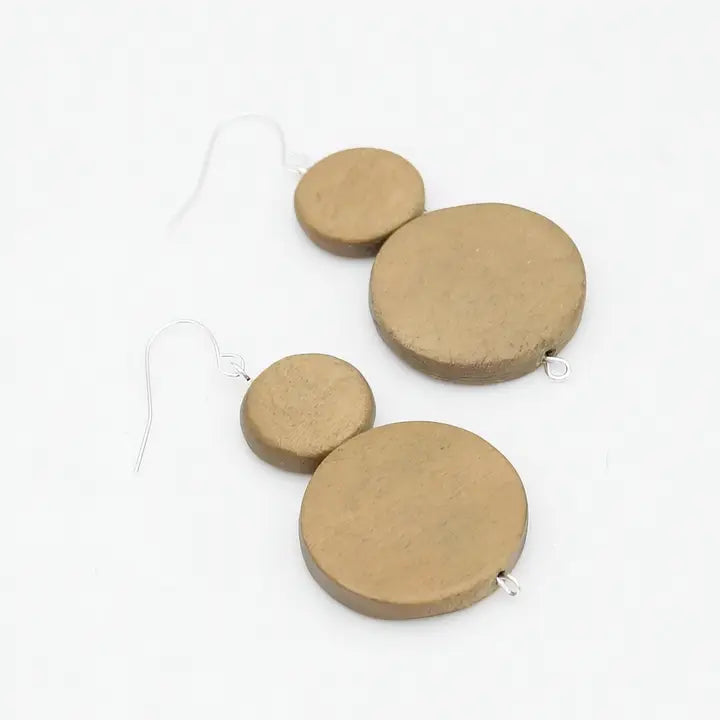 SYLCA Light Brown Double Bead Sarah Earrings - SD18E65 - LIGHT BROWN