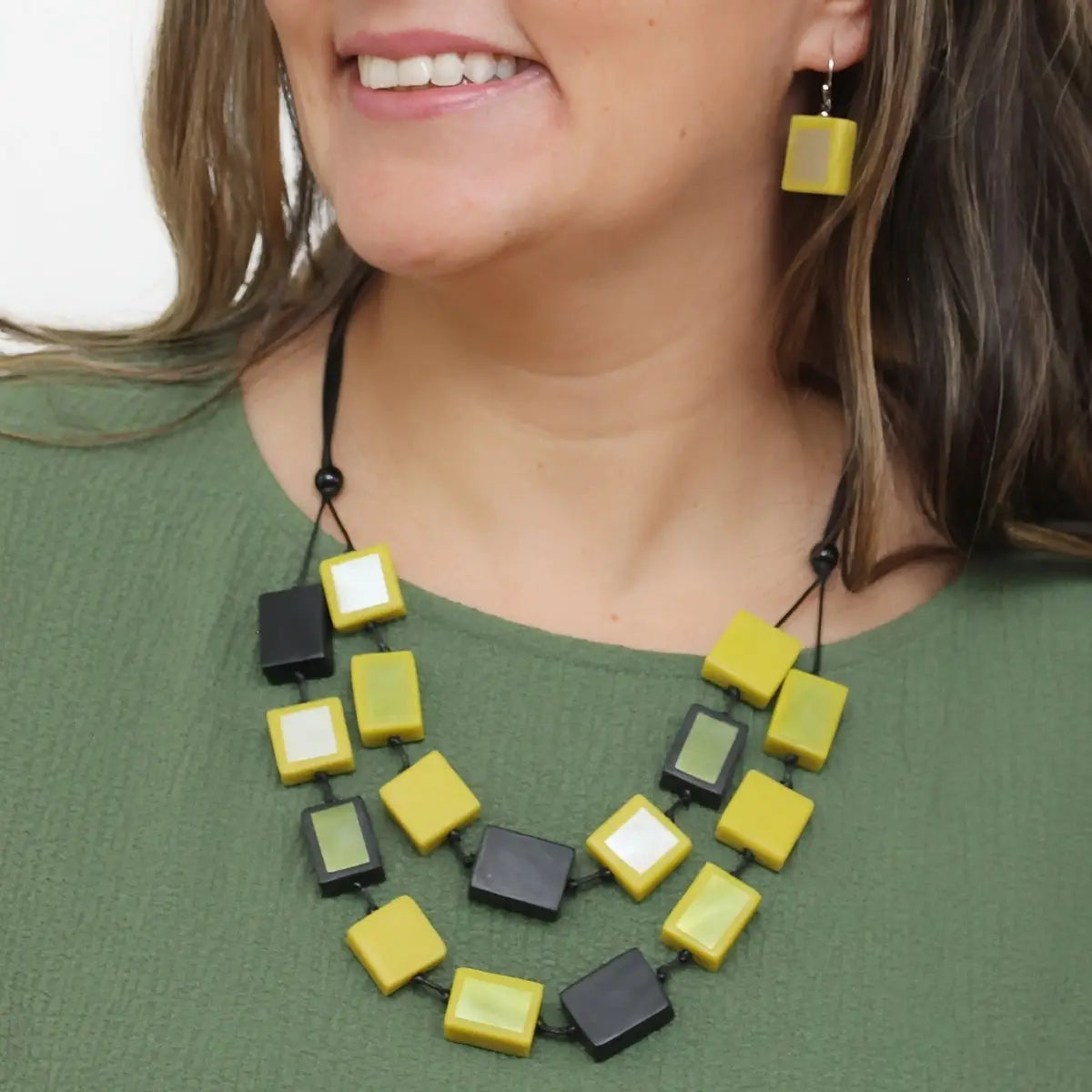 SYLCA  Lime Mira Verde Double Necklace - LS25N43 - LIME