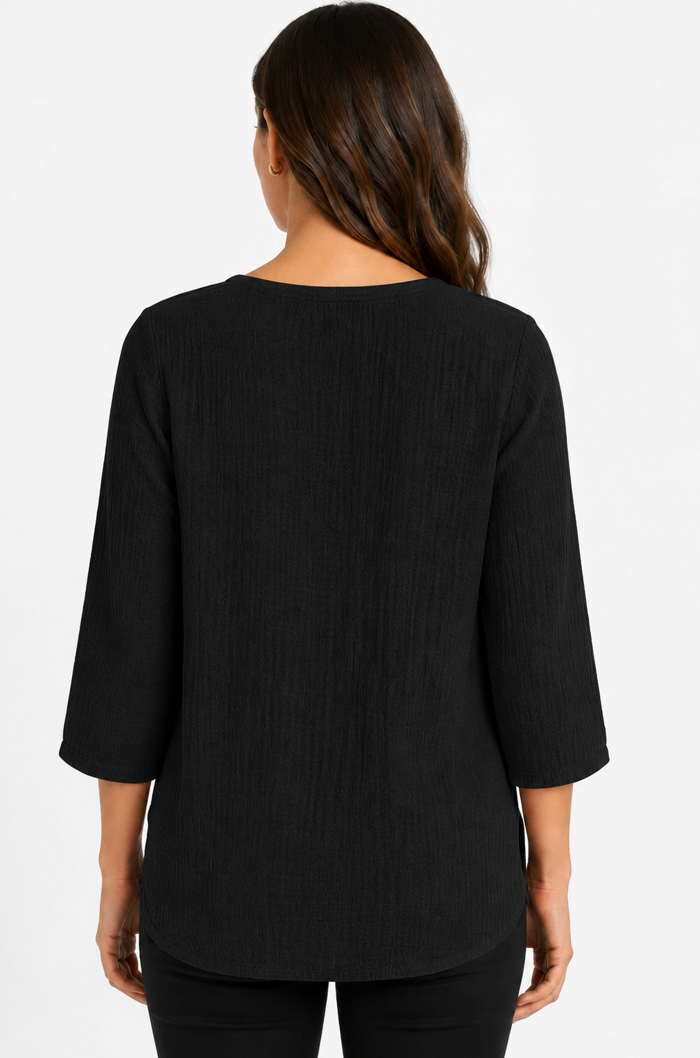 Prairie Cotton by CMC Crinkle Gauze 3/4 Sleeve V-Neck Tunic - CG304