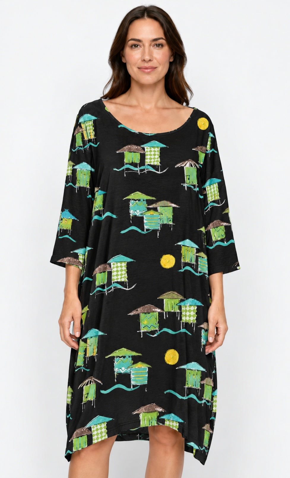 Prairie Cotton by CMC Printed Tulip Dress - BB956/P - JERSEY BORA BORA