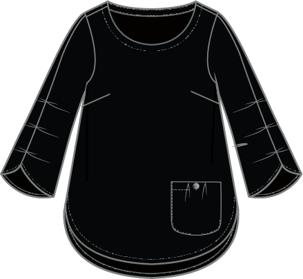 Habitat Soft Rayon Jacquard Pleat Pullover - 30714 - BLACK (NOT SPROUT)