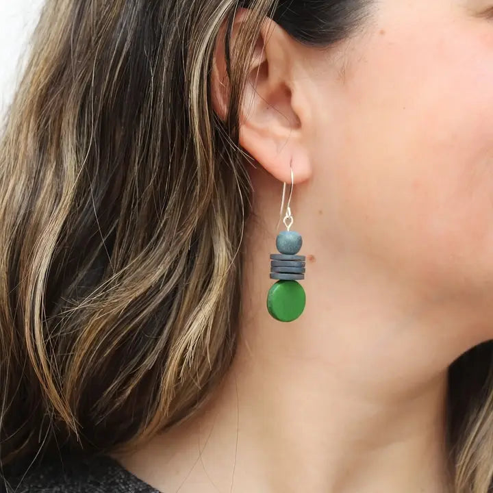 SYLCA Green and Black Dusk Earrings - SD25E27 - GREEN