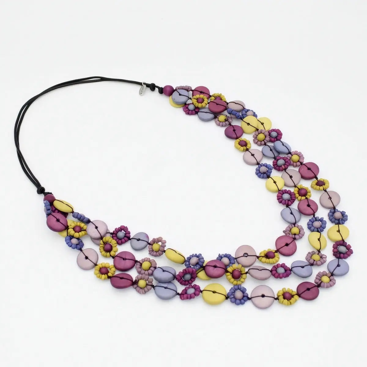 SYLCA Purple Petite Daisy Triple Strand Necklace