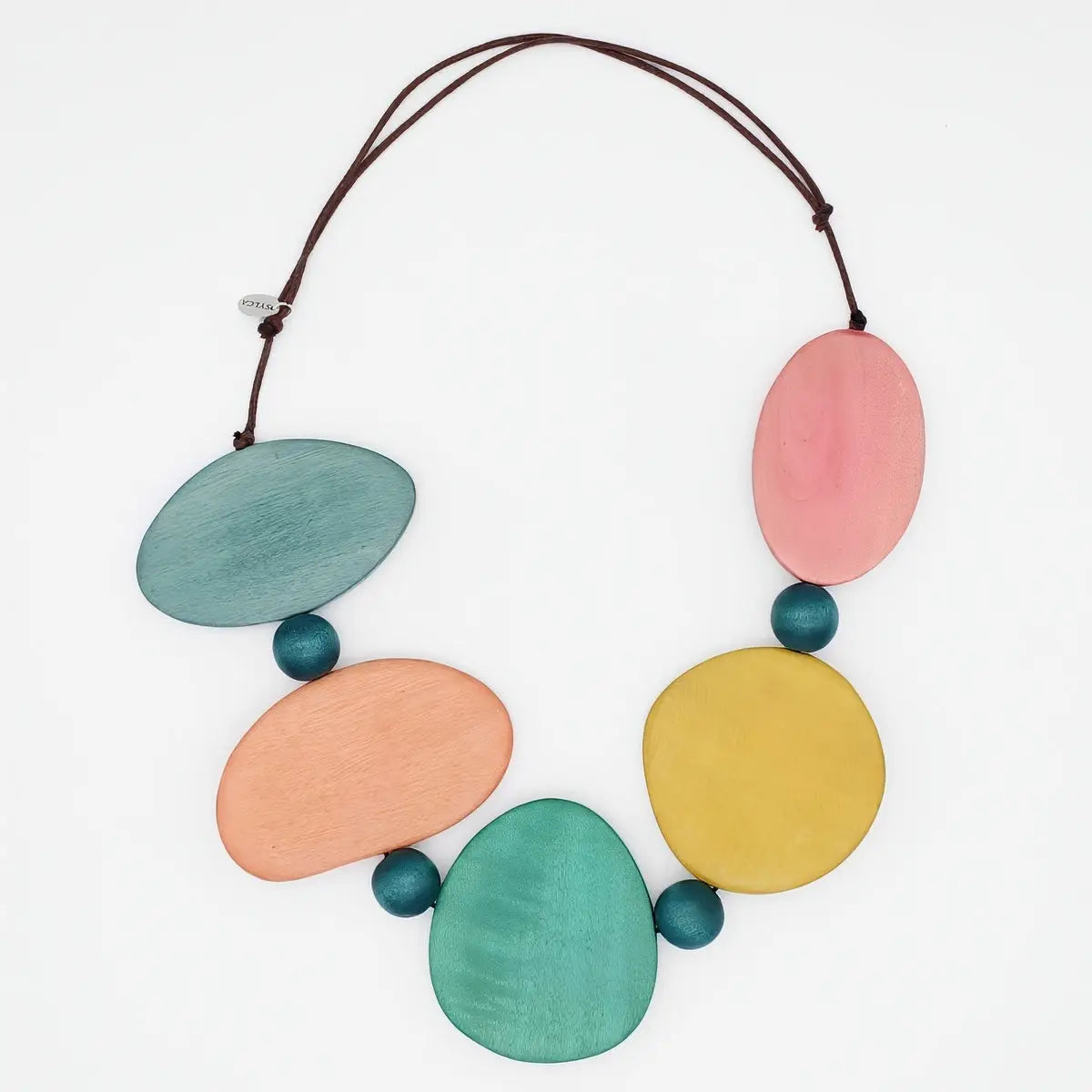 SYLCA Colorful Jovie Wood Bead Statement Necklace
