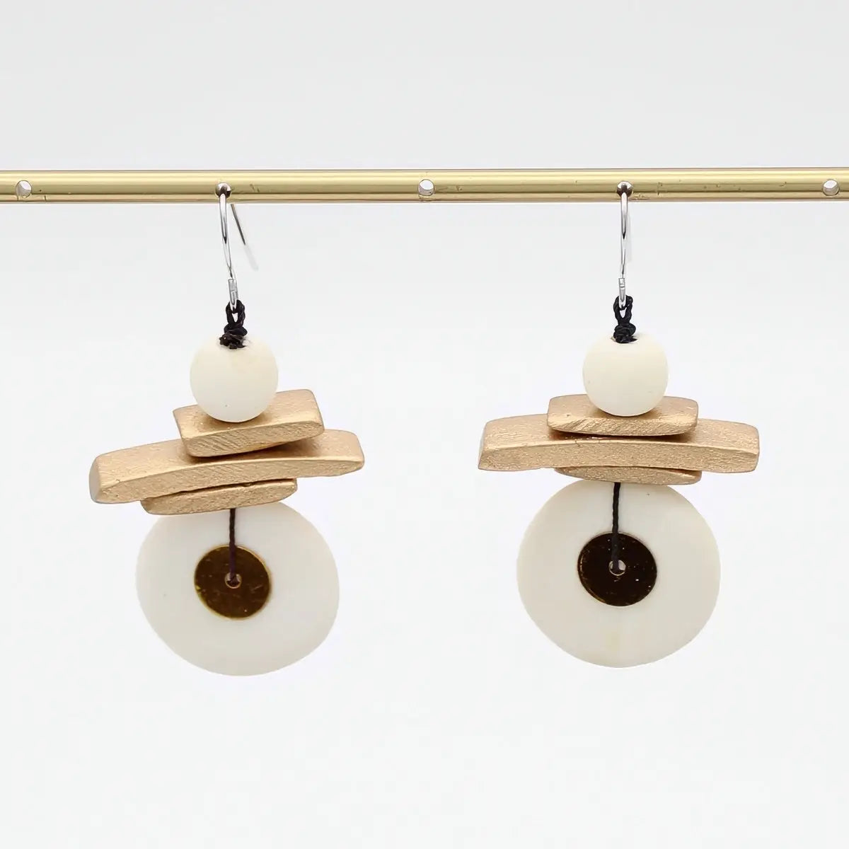 SYLCA Assuta White and Gold Drop Earrings
