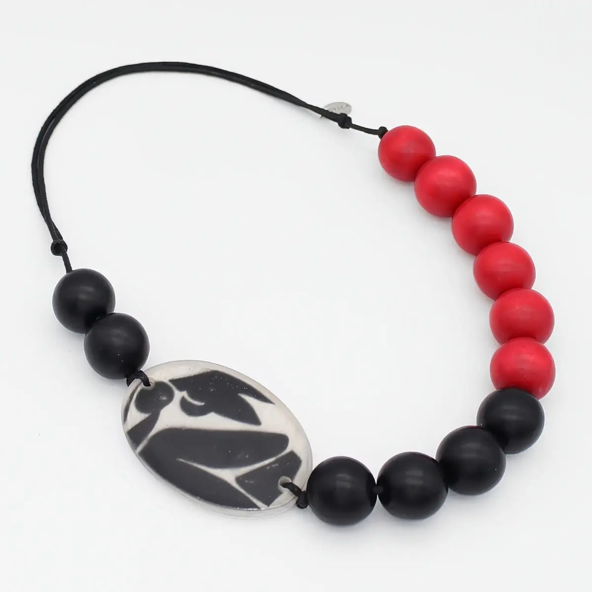 SYLCA Black and Red Medallion Statement Necklace