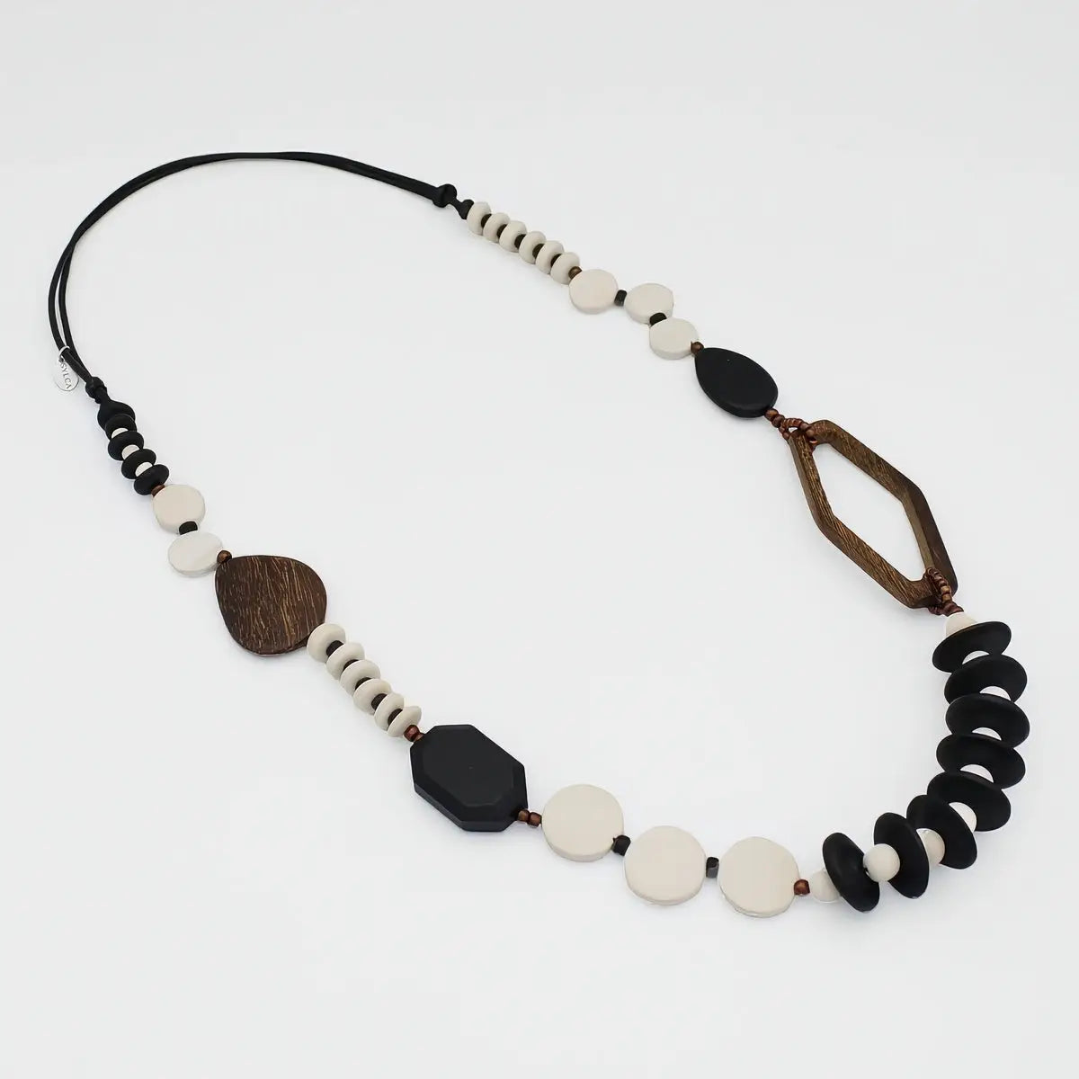 SYLCA White Wood Bead Gabby Necklace - BP24N17 - WHITE