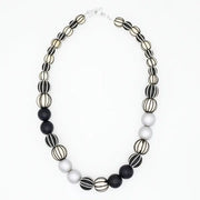 SYLCA Threaded Art Deco Necklace - SD26N34 - BLACK/CREAM